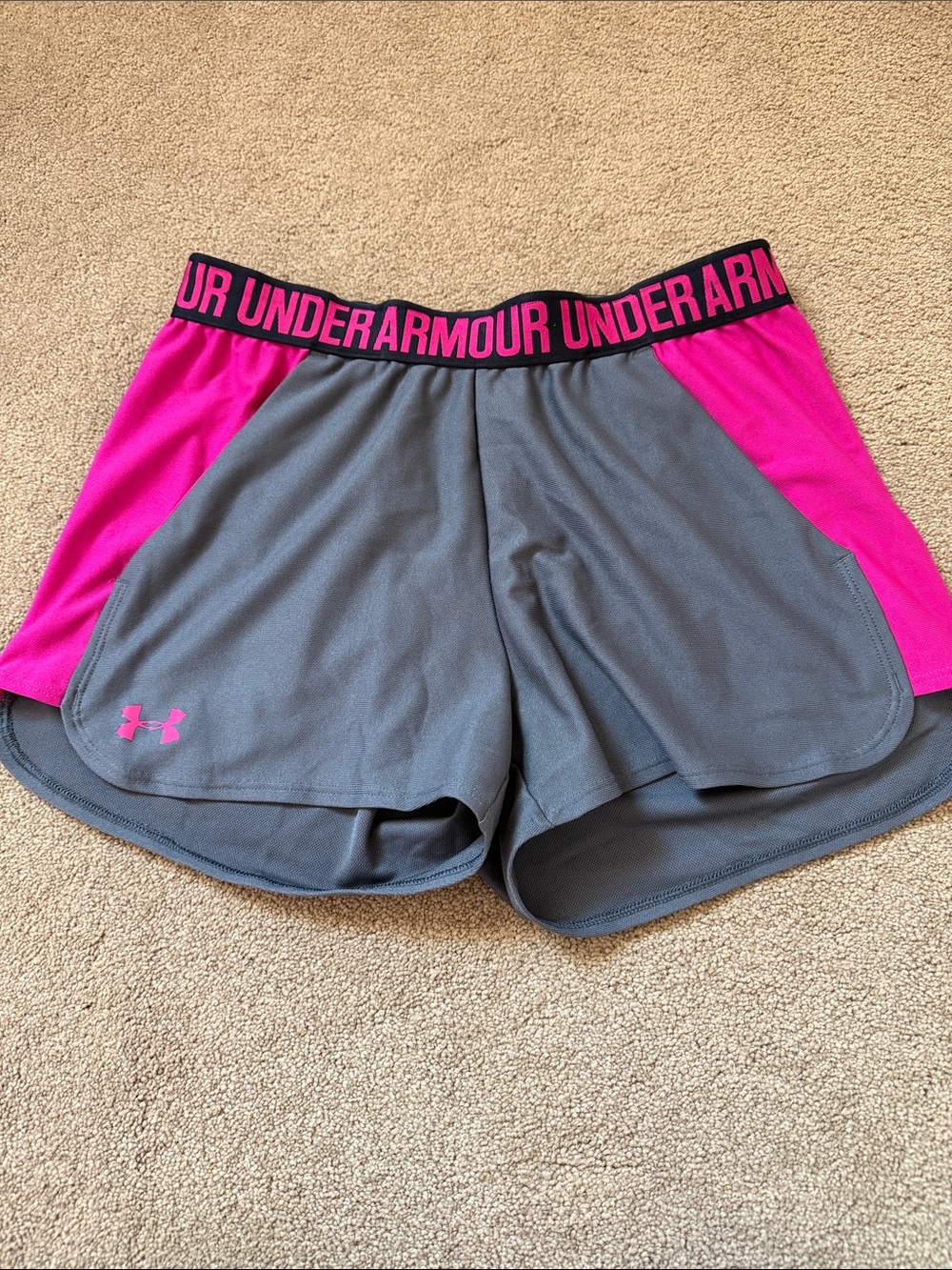 Under Armour Gray and Hot Pink Women's Athletic Shorts
